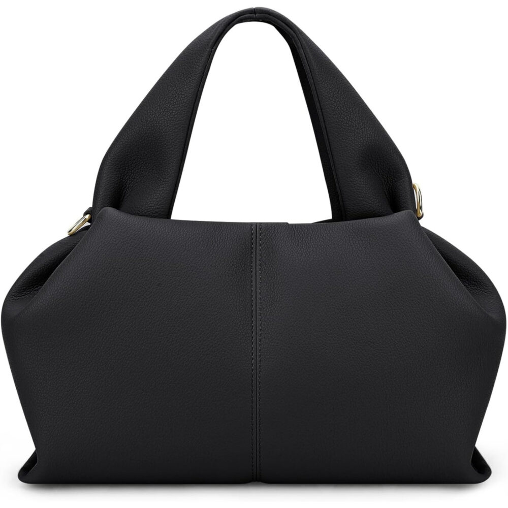 2024 Fashionable Cloud Dumpling Handbag for Women, Solid Black Faux Leather Shoulder Bag - Image 6