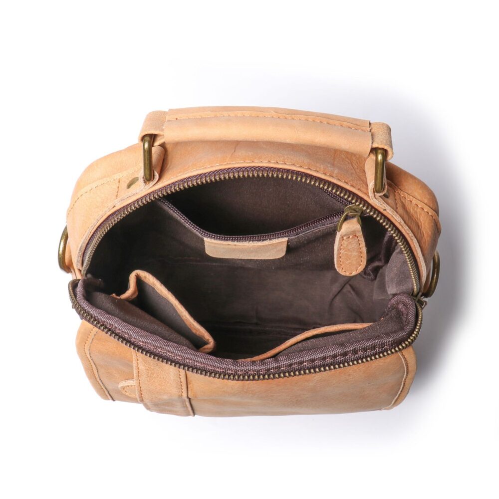 Men's Premium Genuine Leather Crossbody Bag - Vintage Style, Adjustable Strap, Multi-Compartment Business Shoulder Handbag in Light Brown