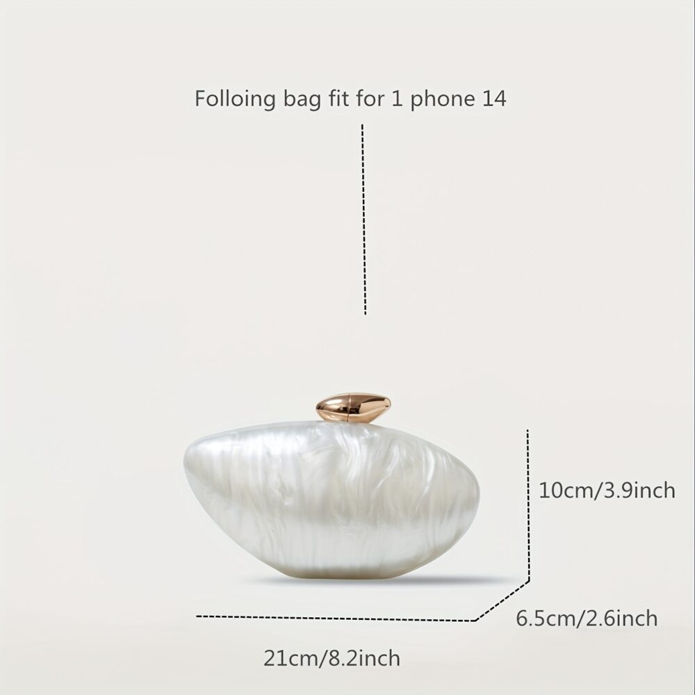 Elegant Acrylic Egg-Shaped Clutch with Detachable Strap - Chic Ivory Evening Purse for Women, Perfect for Weddings & Parties - Image 7